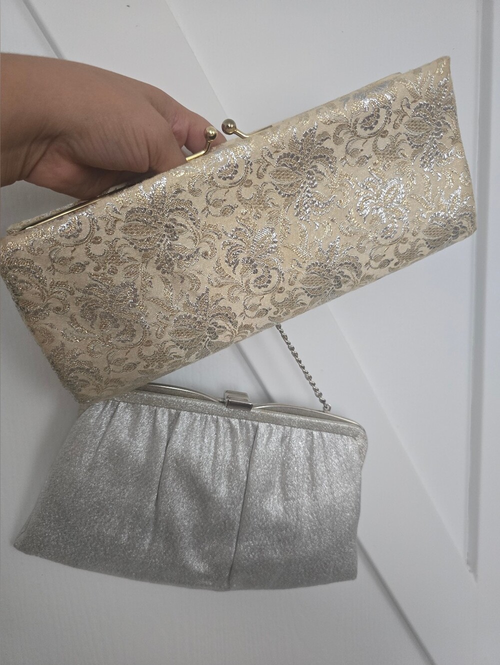 Vintage Elegant Gold and Silver Clutch Duo - Women Bags